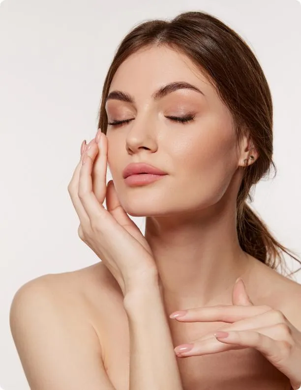 Close-up of a woman's smooth, radiant skin after aesthetic treatment at Avinity Health
