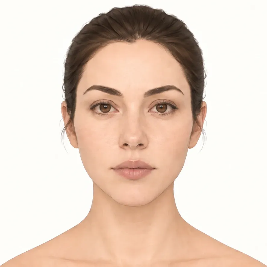 Illustration of a softer, narrower lower face after several months of masseter Botox