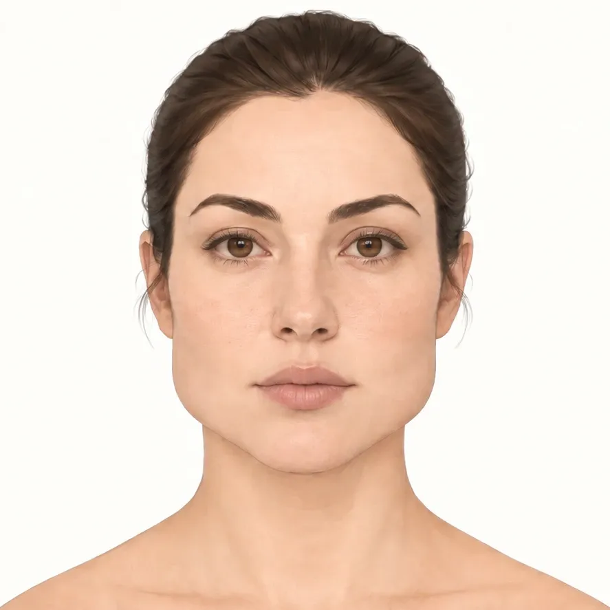 Illustration of a wide, square lower face before masseter Botox