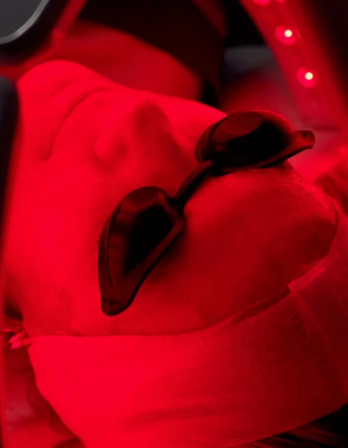 LED red light therapy following microneedling treatment at Avinity Health Scottsdale