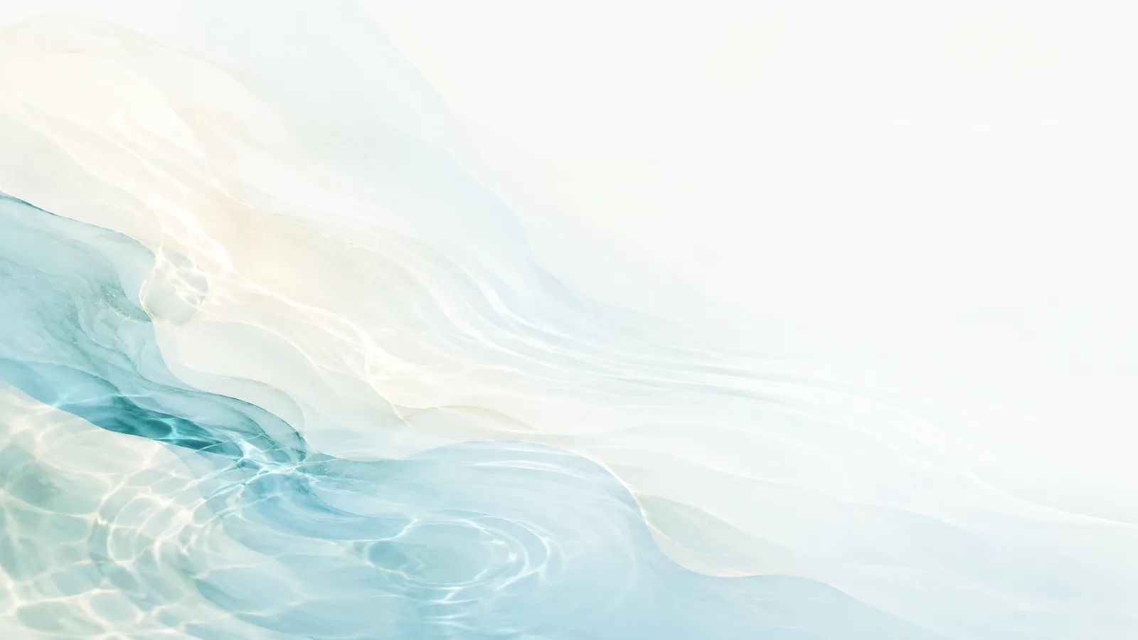 Abstract teal and ivory water ripples suggesting calm and a signal spreading outward